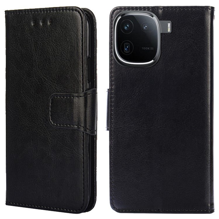 Case Collection for vivo iQOO 12 Pro 5G Leather Folio Flip Cover Magnetic Closure Stand - Black