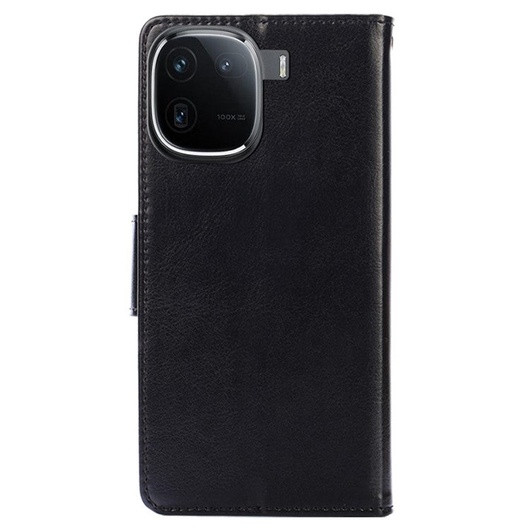 Case Collection for vivo iQOO 12 Pro 5G Leather Folio Flip Cover Magnetic Closure Stand - Black