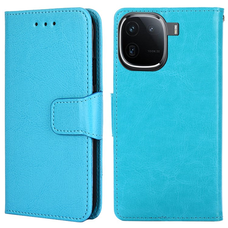 Case Collection for vivo iQOO 12 Pro 5G Leather Folio Flip Cover Magnetic Closure Stand - Baby Blue