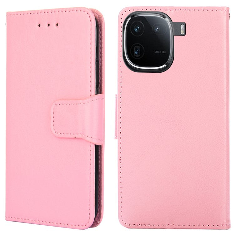 Case Collection for vivo iQOO 12 Pro 5G Leather Folio Flip Cover Magnetic Closure Stand - Pink