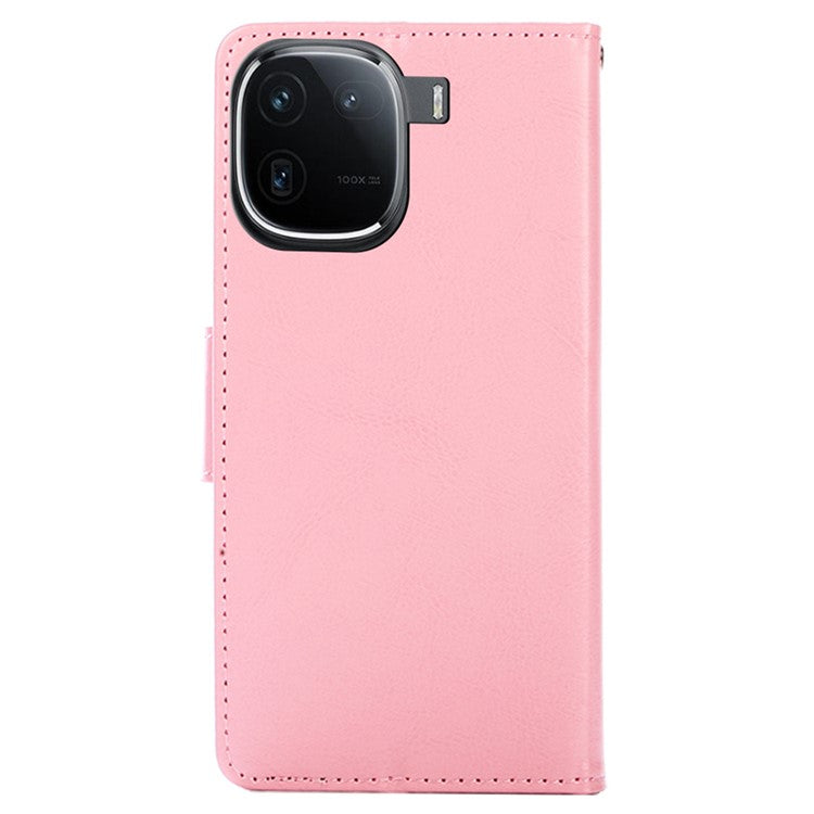 Case Collection for vivo iQOO 12 Pro 5G Leather Folio Flip Cover Magnetic Closure Stand - Pink