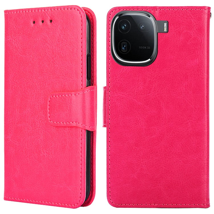 Case Collection for vivo iQOO 12 Pro 5G Leather Folio Flip Cover Magnetic Closure Stand - Rose