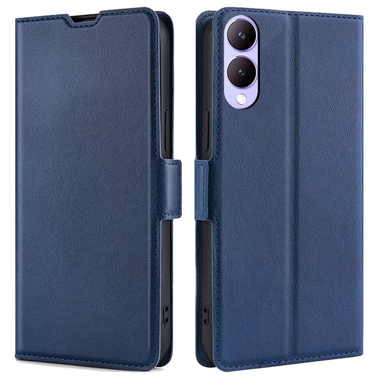 Case for vivo Y17s 4G Leather Folio Phone Cover with Card Slots Magnetic Protection - Blue