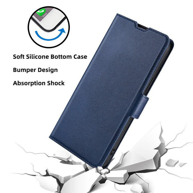 Case for vivo Y17s 4G Leather Folio Phone Cover with Card Slots Magnetic Protection - Blue