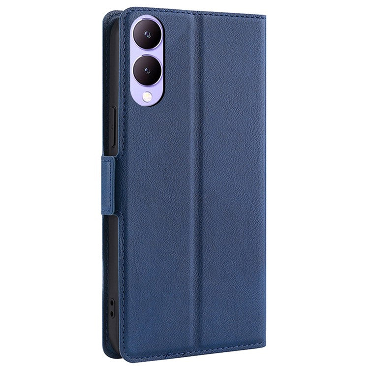 Case for vivo Y17s 4G Leather Folio Phone Cover with Card Slots Magnetic Protection - Blue