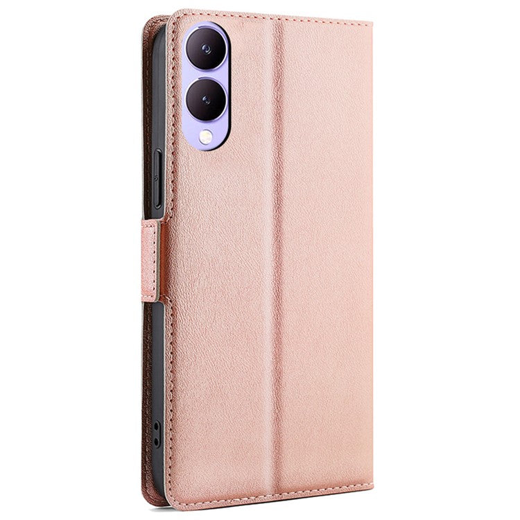 Case for vivo Y17s 4G Leather Folio Phone Cover with Card Slots Magnetic Protection - Rose Gold