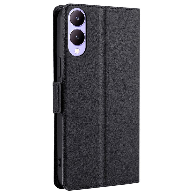 Case for vivo Y17s 4G Leather Folio Phone Cover with Card Slots Magnetic Protection - Black