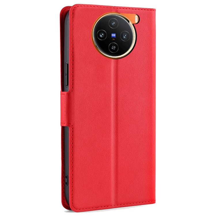 For vivo X100 5G Leather Flip Phone Case Double Easy-open Clasp Shockproof Cover - Red