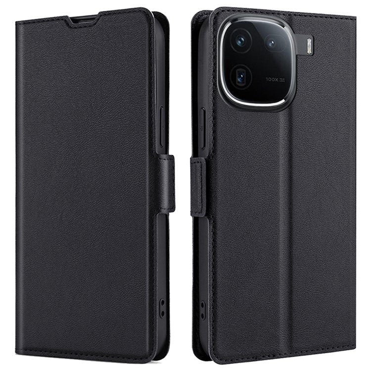 For vivo iQOO 12 Pro 5G Ultra-Thin Leather Case Card Slot Phone Cover - Black