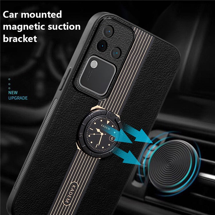 KADEM For vivo S18 Pro 5G Ring Kickstand Cover Watch Pattern Cell Phone Case - Black