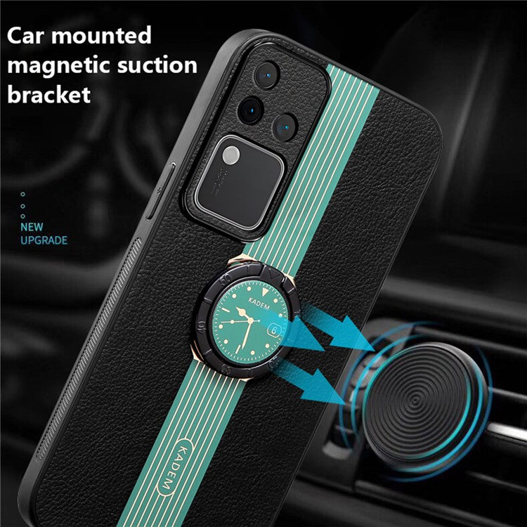 KADEM For vivo S18 Pro 5G Ring Kickstand Cover Watch Pattern Cell Phone Case - Green