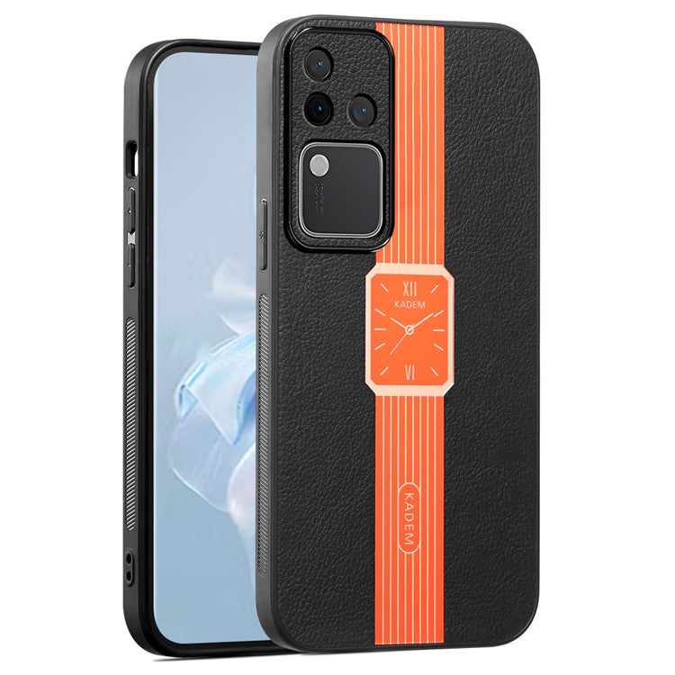 KADEM For vivo S18 Pro 5G Watch Pattern Cover Acrylic+TPU+PU Cell Phone Case - Orange