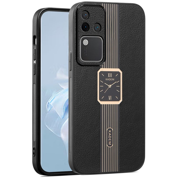 KADEM For vivo S18 Pro 5G Watch Pattern Cover Acrylic+TPU+PU Cell Phone Case - Black