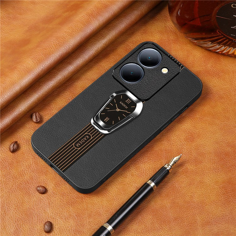 KADEM Kickstand Shell for vivo Y100i 5G Electroplating Cell Phone Back Case - Black