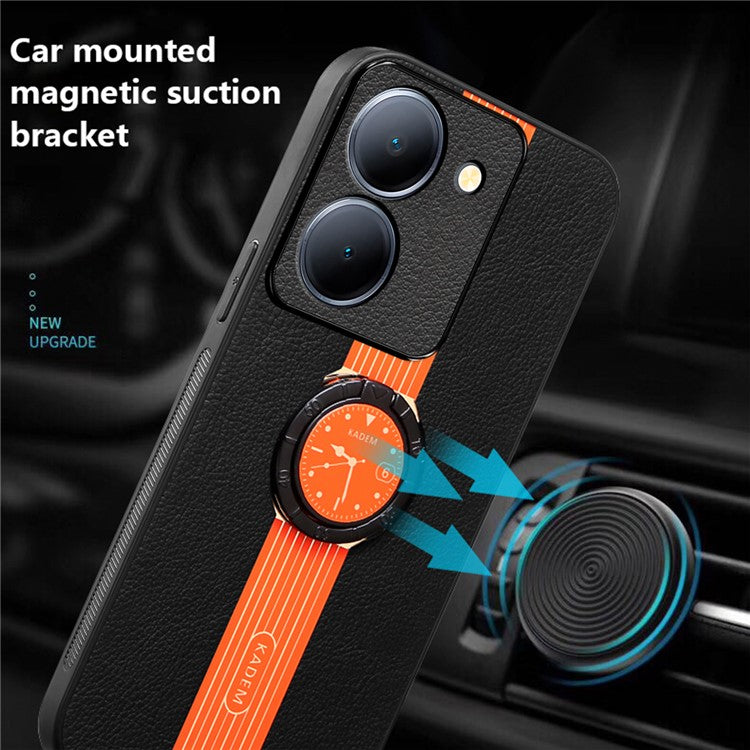 KADEM For vivo Y100i 5G Watch Pattern Cover Cell Phone Case with Ring Kickstand - Orange