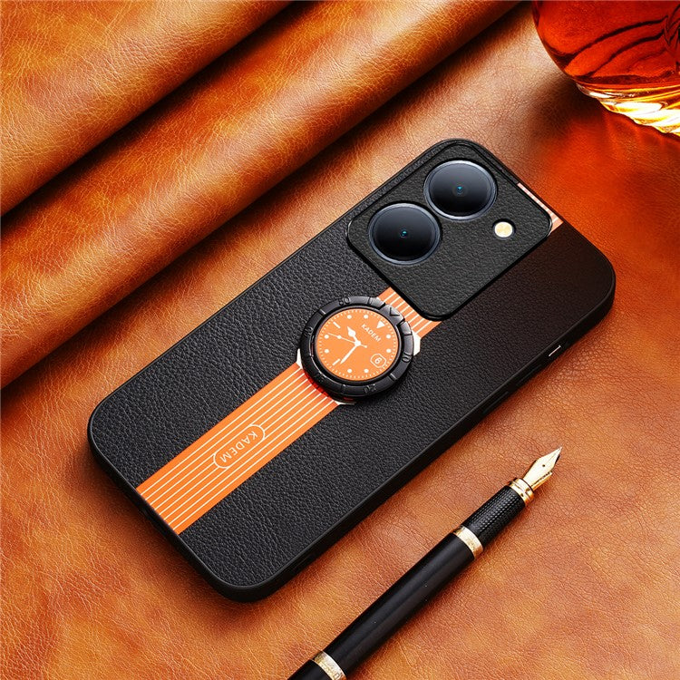 KADEM For vivo Y100i 5G Watch Pattern Cover Cell Phone Case with Ring Kickstand - Orange