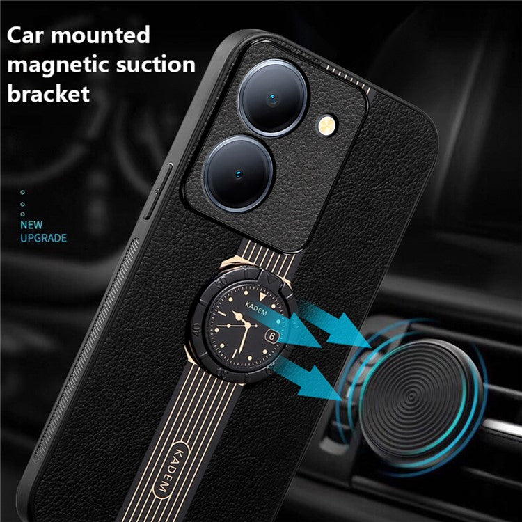 KADEM For vivo Y100i 5G Watch Pattern Cover Cell Phone Case with Ring Kickstand - Black