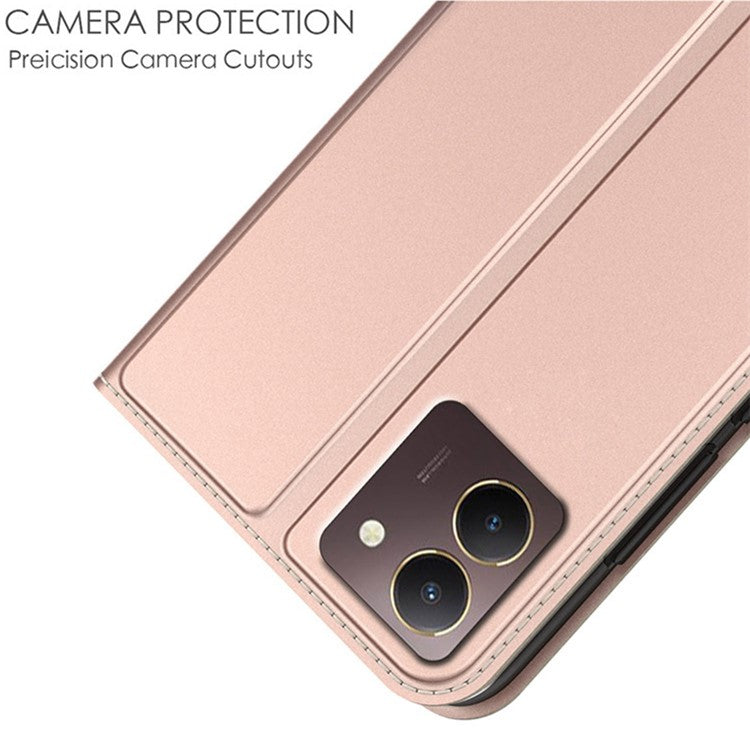 For vivo Y27s 4G Phone Cover Anti-Scratch Card Slot PU Leather Case - Rose Gold