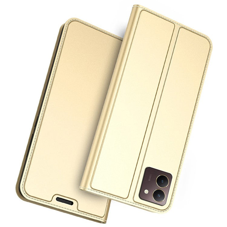 For vivo Y27s 4G Phone Cover Anti-Scratch Card Slot PU Leather Case - Gold