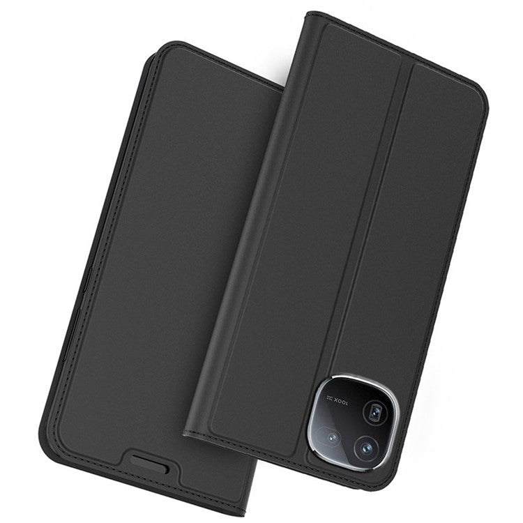 PU Leather Phone Case for vivo iQOO 12 5G Card Holder Stand Cover - Black