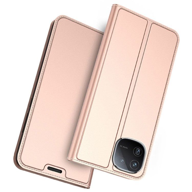 PU Leather Phone Case for vivo iQOO 12 5G Card Holder Stand Cover - Rose Gold