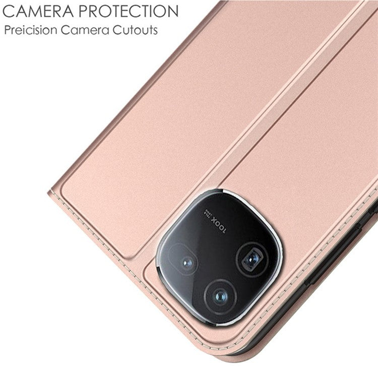 PU Leather Phone Case for vivo iQOO 12 5G Card Holder Stand Cover - Rose Gold