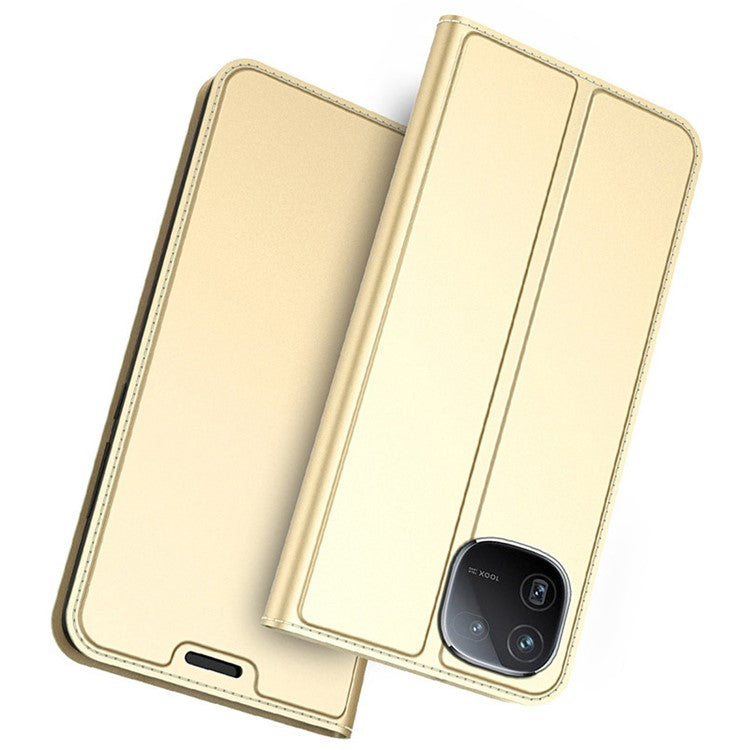 PU Leather Phone Case for vivo iQOO 12 5G Card Holder Stand Cover - Gold