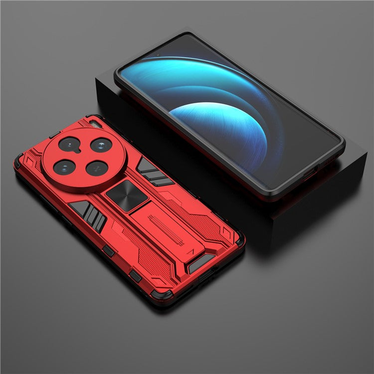 For vivo X100 Pro 5G Phone Case with Kickstand PC+TPU Anti-Fall Cover - Red