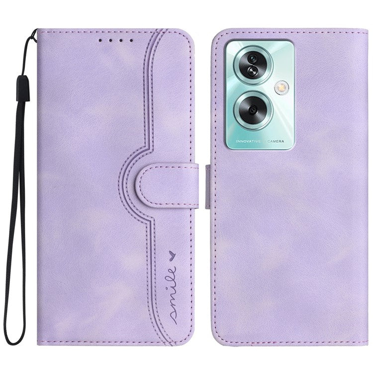 YX0030 For Oppo A79 5G / A2 5G Leather Case Smile Pattern Flip Magnetic Cover - Purple