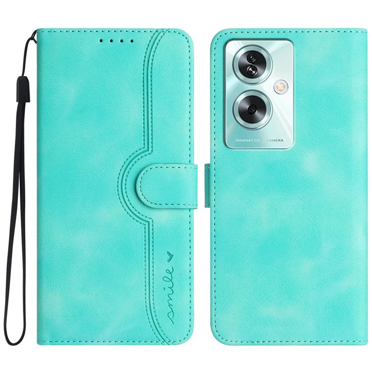 YX0030 For Oppo A79 5G / A2 5G Leather Case Smile Pattern Flip Magnetic Cover - Baby Blue