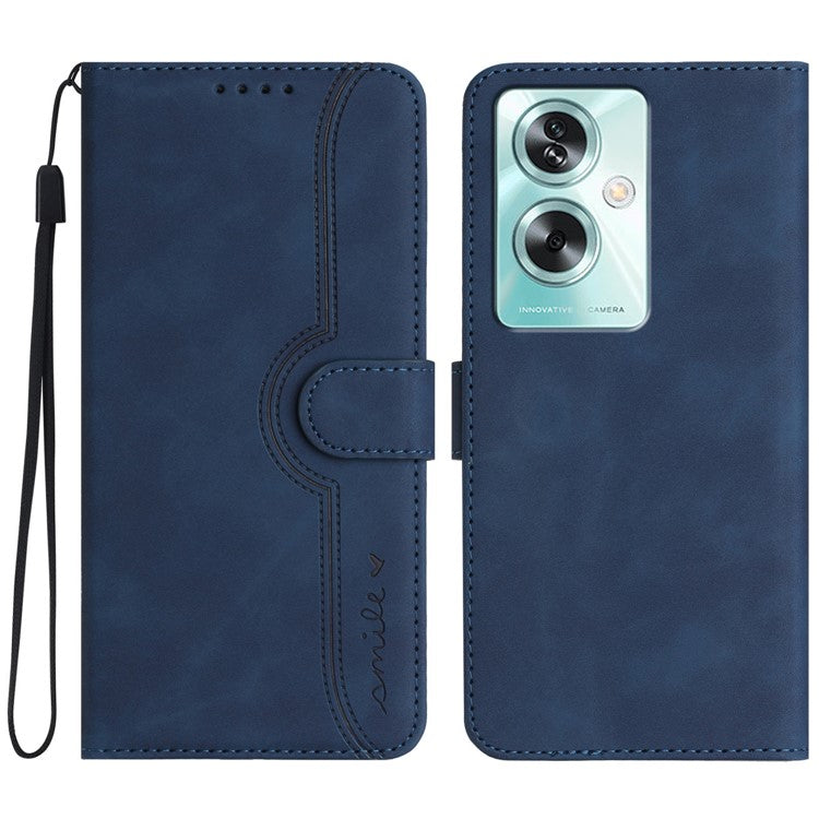 YX0030 For Oppo A79 5G / A2 5G Leather Case Smile Pattern Flip Magnetic Cover - Sapphire