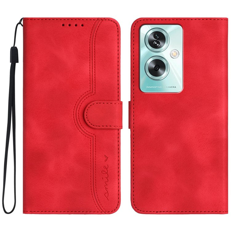 YX0030 For Oppo A79 5G / A2 5G Leather Case Smile Pattern Flip Magnetic Cover - Red