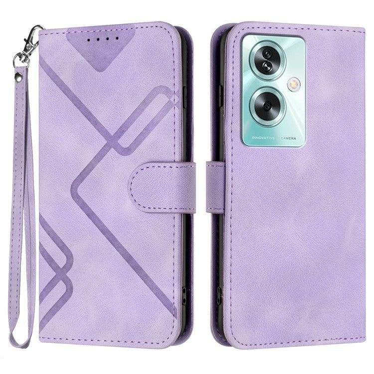 YX0040 For Oppo A79 5G / A2 5G Geometric Phone Case PU Leather Magnetic Closure Cover - Purple