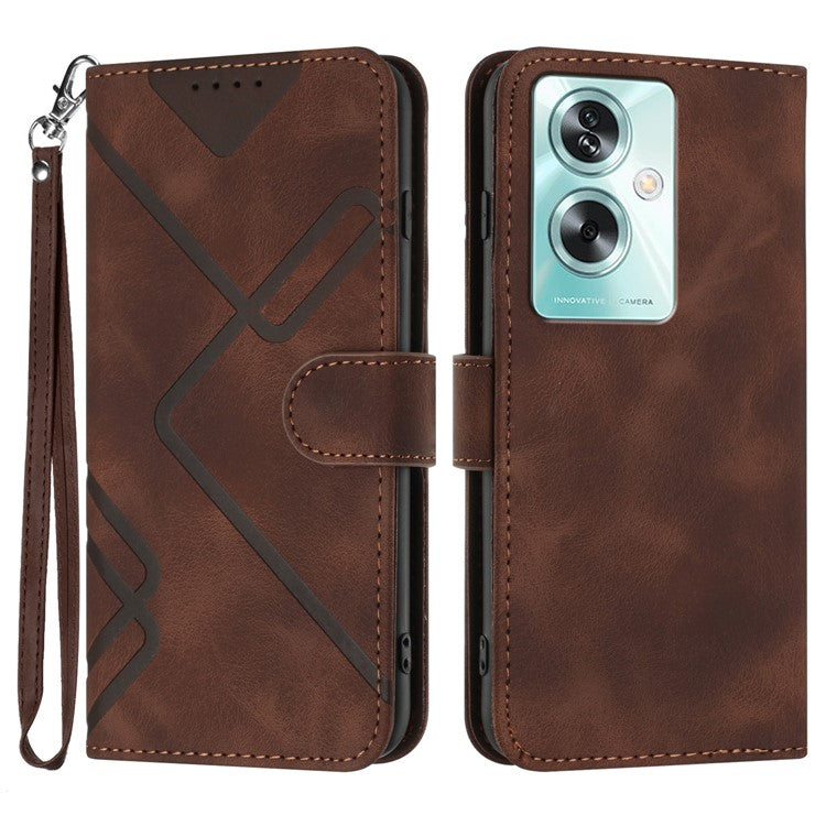 YX0040 For Oppo A79 5G / A2 5G Geometric Phone Case PU Leather Magnetic Closure Cover - Coffee