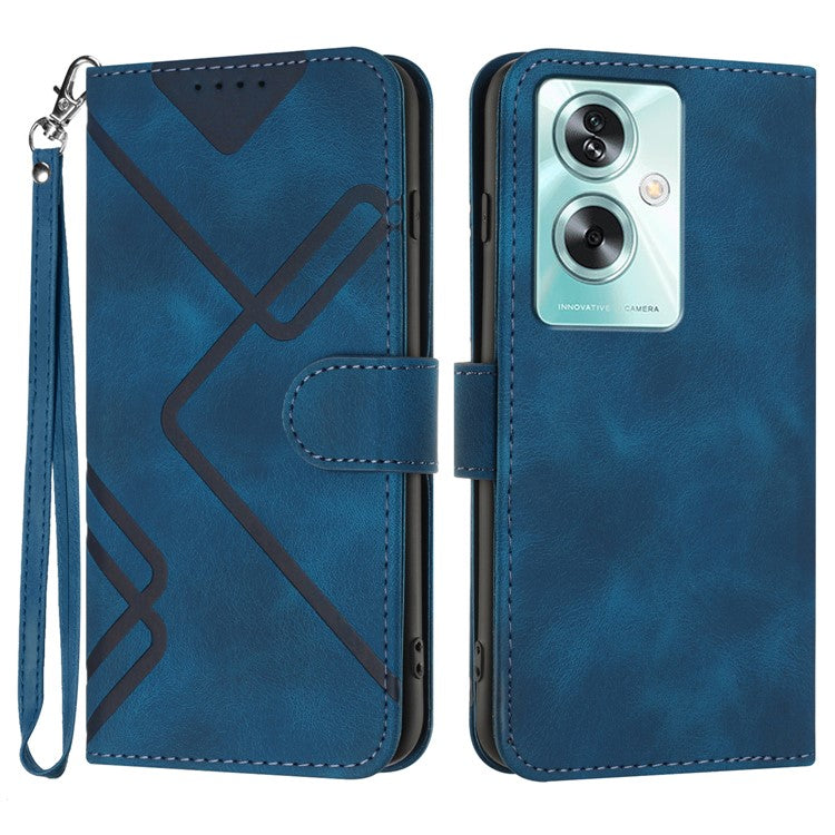 YX0040 For Oppo A79 5G / A2 5G Geometric Phone Case PU Leather Magnetic Closure Cover - Sapphire