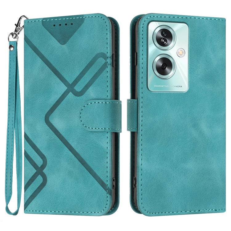 YX0040 For Oppo A79 5G / A2 5G Geometric Phone Case PU Leather Magnetic Closure Cover - Baby Blue