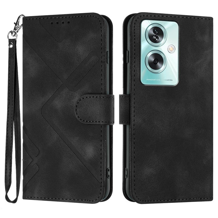 YX0040 For Oppo A79 5G / A2 5G Geometric Phone Case PU Leather Magnetic Closure Cover - Black