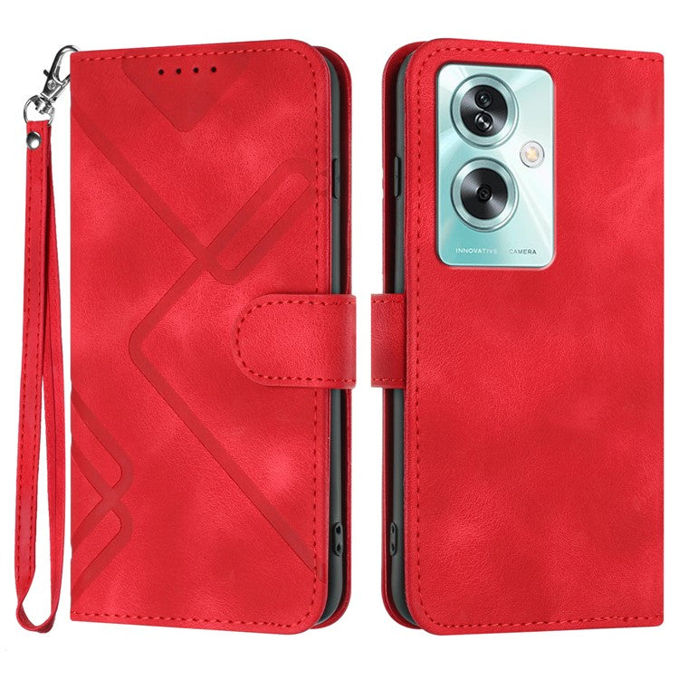 YX0040 For Oppo A79 5G / A2 5G Geometric Phone Case PU Leather Magnetic Closure Cover - Red