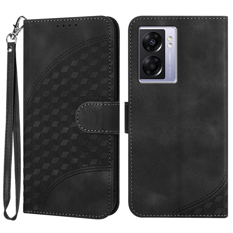 YX0060 For Oppo A57 (2022) 5G / A57 4G / A77 5G Phone Case Wallet Leather Phone Cover - Black