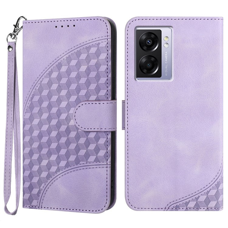 YX0060 For Oppo A57 (2022) 5G / A57 4G / A77 5G Phone Case Wallet Leather Phone Cover - Purple