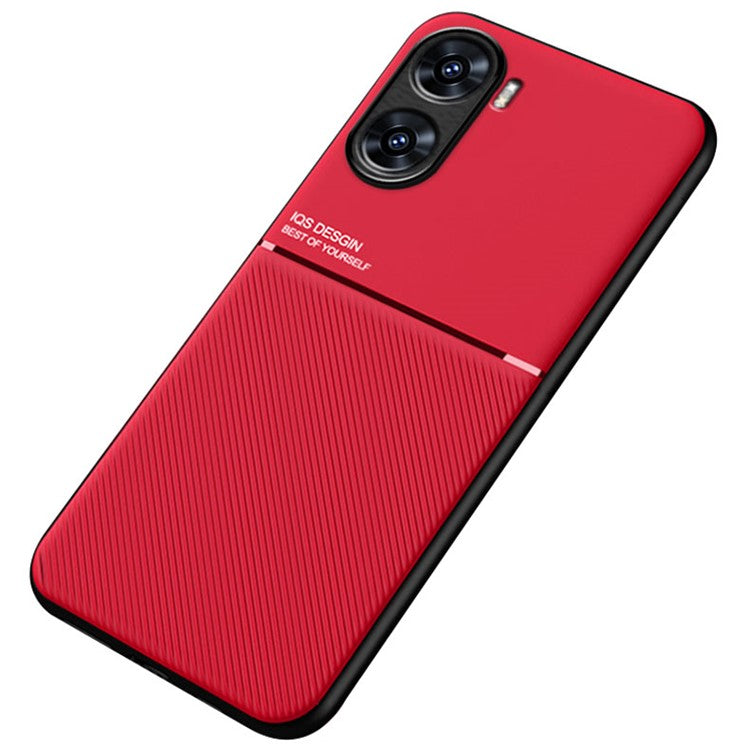 For vivo V29e (India) 5G Case Anti-drop PU+TPU+PC Cover with Magnetic Holder Metal Sheet - Red