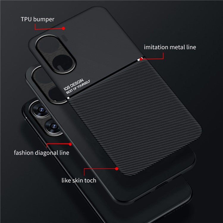 For vivo V29e (India) 5G Case Anti-drop PU+TPU+PC Cover with Magnetic Holder Metal Sheet - Black