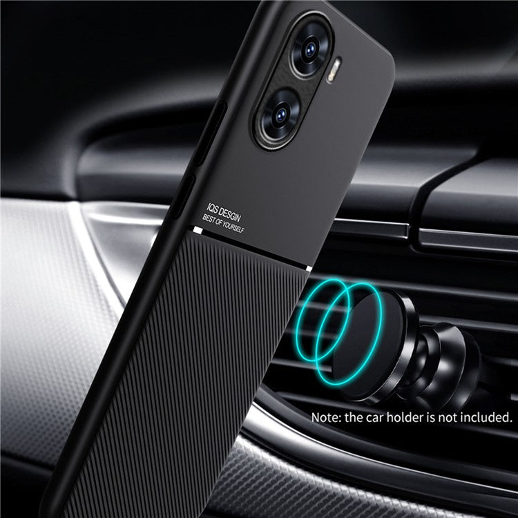 For vivo V29e (India) 5G Case Anti-drop PU+TPU+PC Cover with Magnetic Holder Metal Sheet - Black