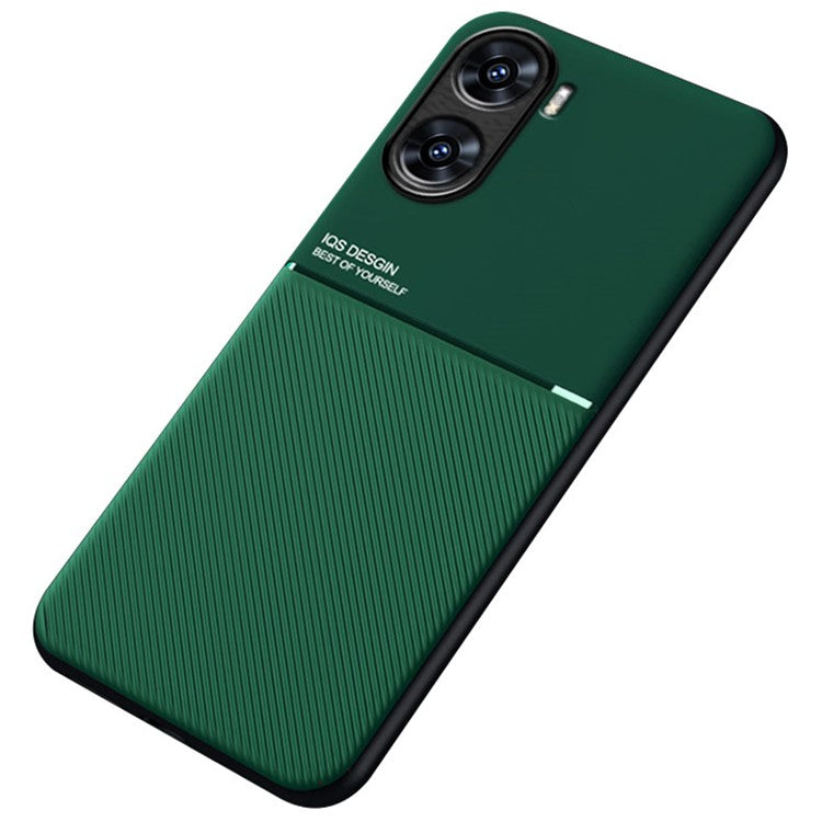 For vivo V29e (India) 5G Case Anti-drop PU+TPU+PC Cover with Magnetic Holder Metal Sheet - Green