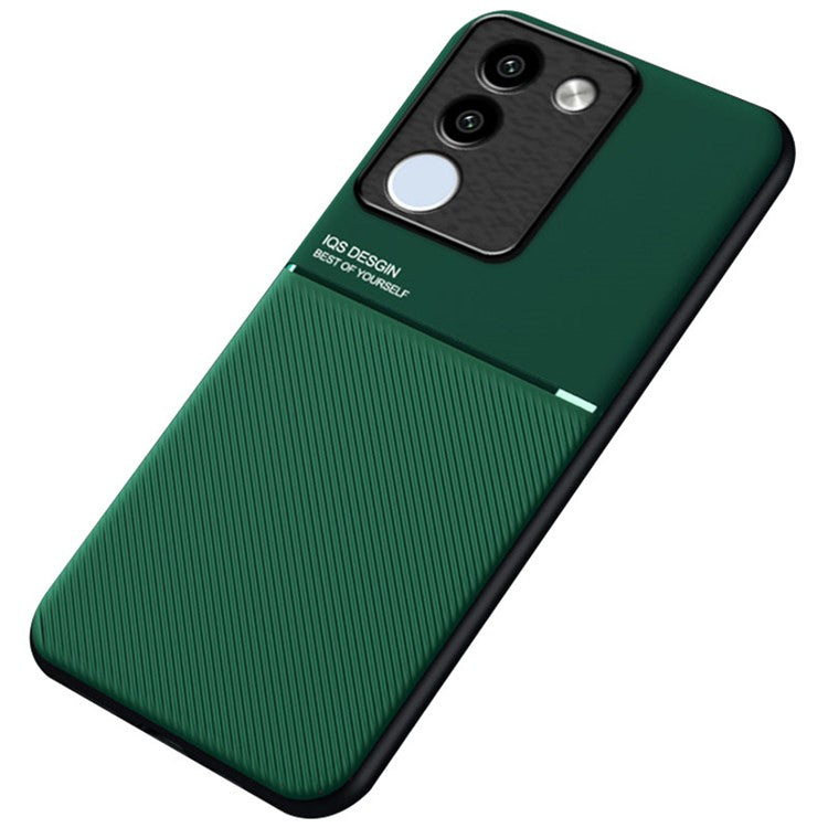 For vivo Y200 4G / V29e 5G Cell Phone Case Imprinted PU+TPU+PC Cover with Magnetic Holder Metal Sheet - Green