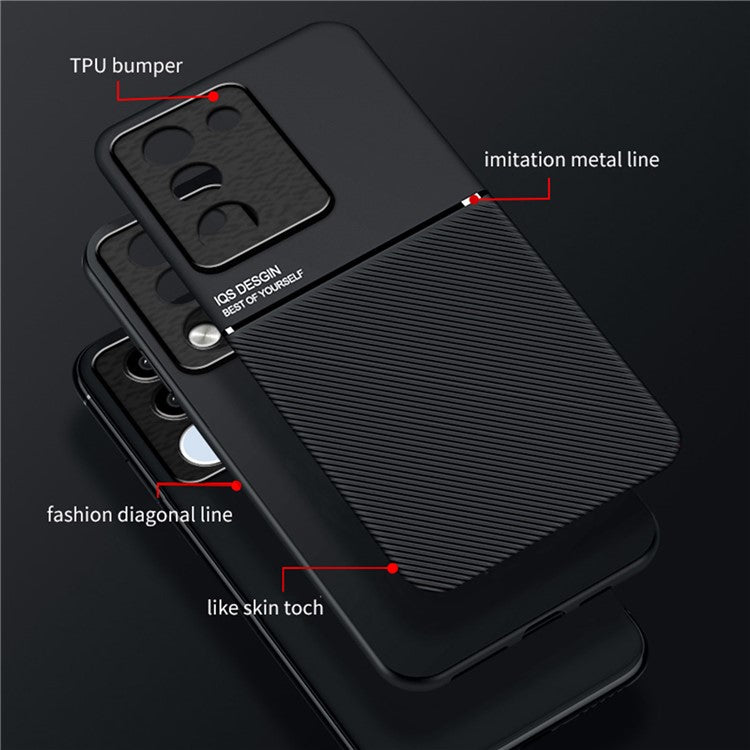 For vivo Y200 4G / V29e 5G Cell Phone Case Imprinted PU+TPU+PC Cover with Magnetic Holder Metal Sheet - Red