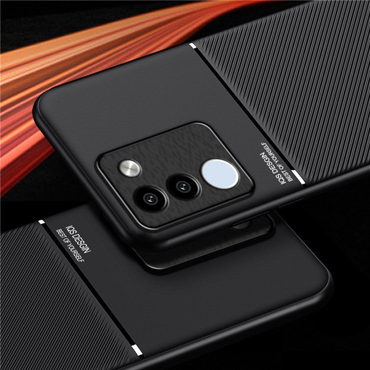 For vivo Y200 4G / V29e 5G Cell Phone Case Imprinted PU+TPU+PC Cover with Magnetic Holder Metal Sheet - Black