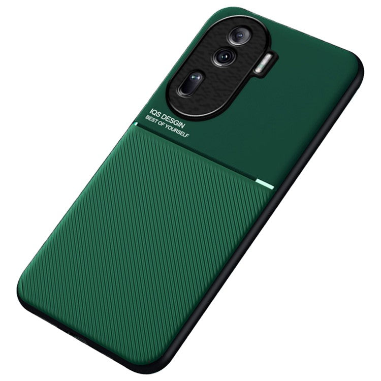 Phone Cover for Oppo Reno11 Pro 5G (Global) / Reno11 (China) 5G Anti-scratch Back Case with Magnetic Holder Metal Sheet - Green