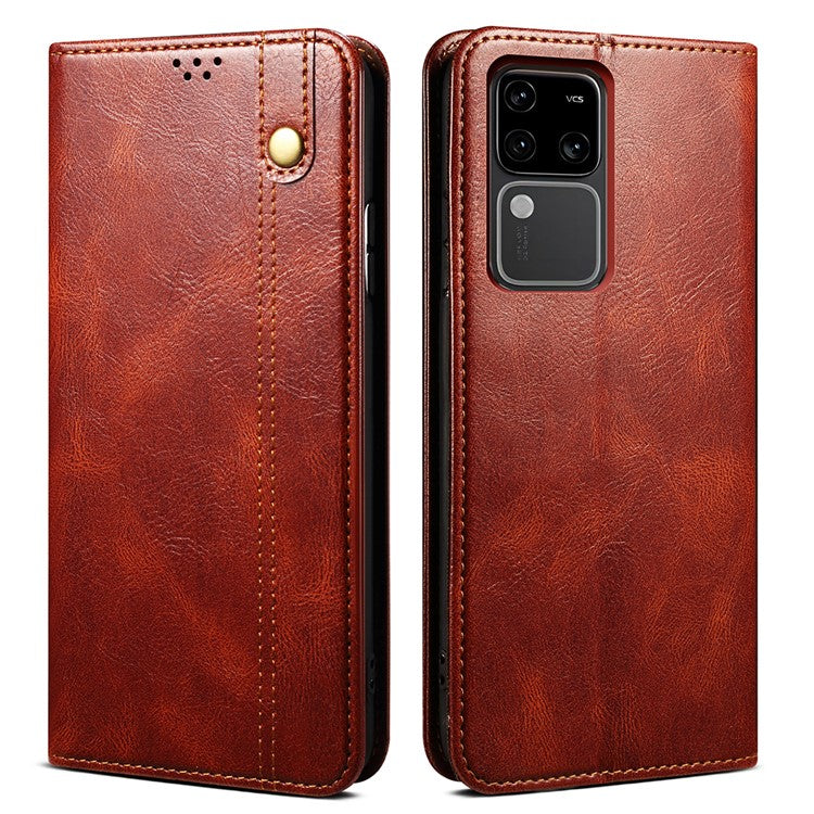 For vivo S18 Pro 5G Case TPU+PU Leather Magnetic Wallet Phone Cover - Brown