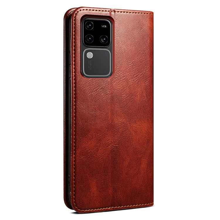 For vivo S18 Pro 5G Case TPU+PU Leather Magnetic Wallet Phone Cover - Brown